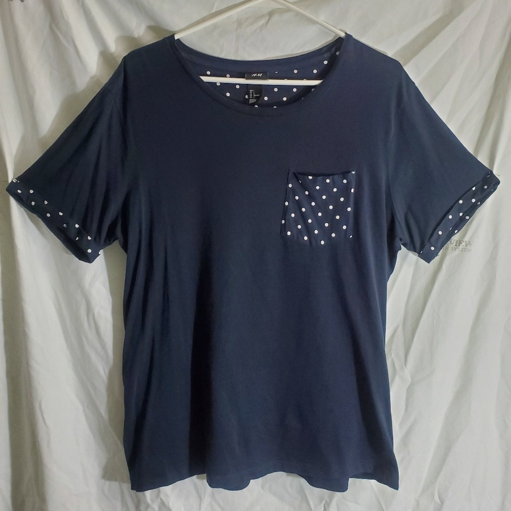 Navy Blue Pocket T-shirt with Folded Sleeves